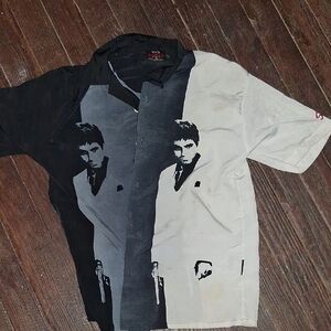 Scarface Black and White Graphic Men's Button Down Shirt